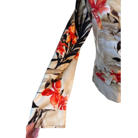 Chicos Womens Floral Print Zip-Up Jacket Size 0 Lightweight Cotton Blend EUC - Picture 3 of 6
